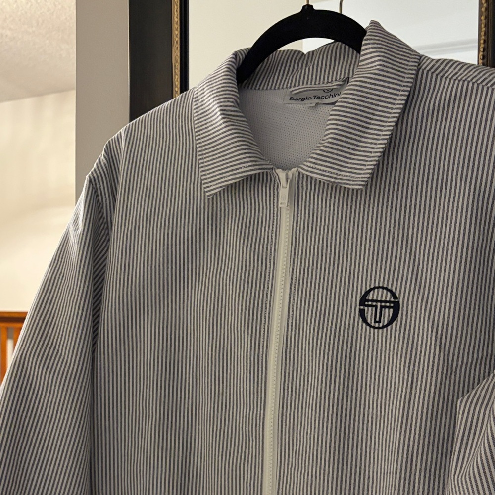 Sergio Tacchini Black and White Striped Utility Jacket - Picture 5 of 5